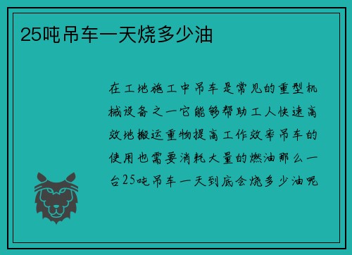 25吨吊车一天烧多少油